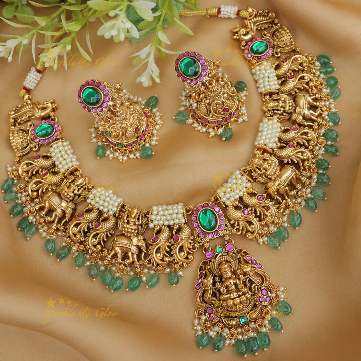 Exquisite Jadau Necklace with Peacock & Pearls Online