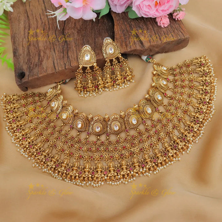 Exquisite Lakshmi Guttapusalu Choker Necklace Set