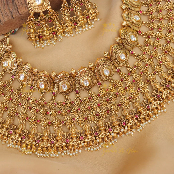 Exquisite Lakshmi Guttapusalu Choker Necklace Set