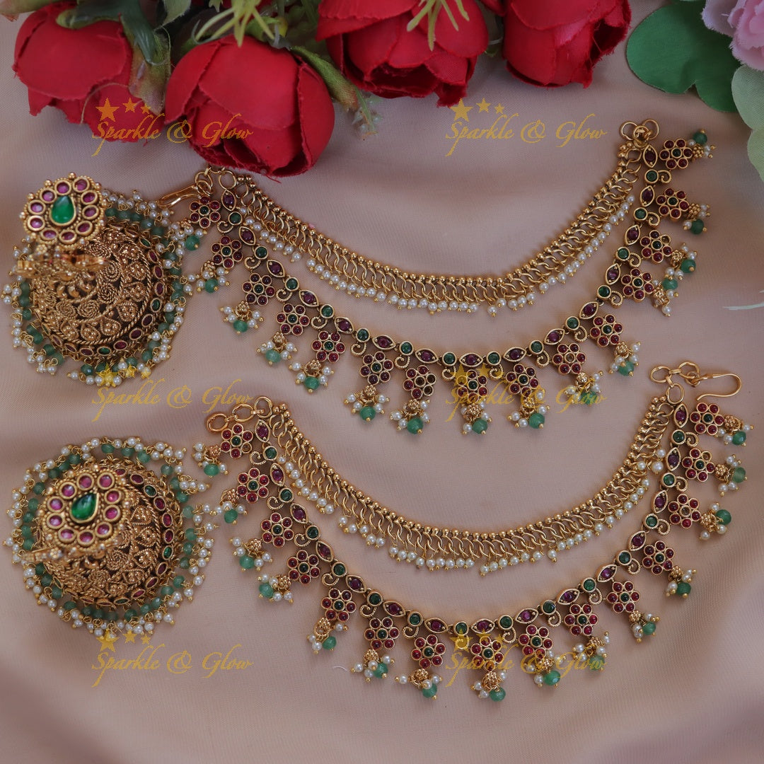 Luxurious Kemp Earrings & Earchain Set for Elegance