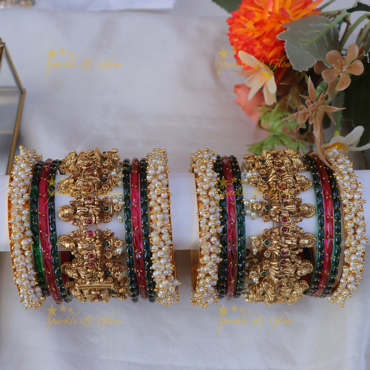 Luxurious Lakshmi Bridal Bangles Set - Premium Design