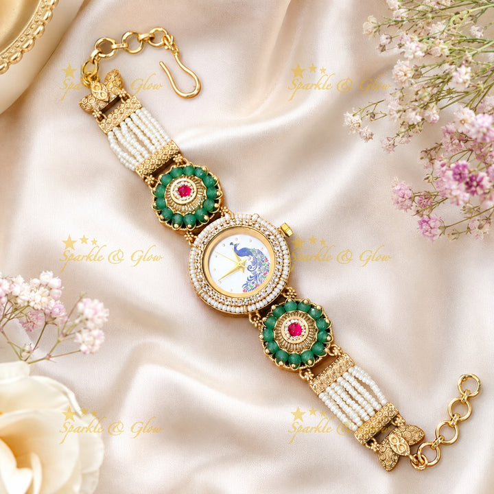 Heritage Peacock Gold Watch for Weddings