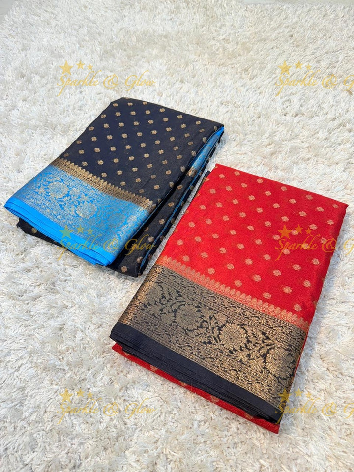 Elegant Banarasi Semi Katan Cotton Silk Saree with Tassels