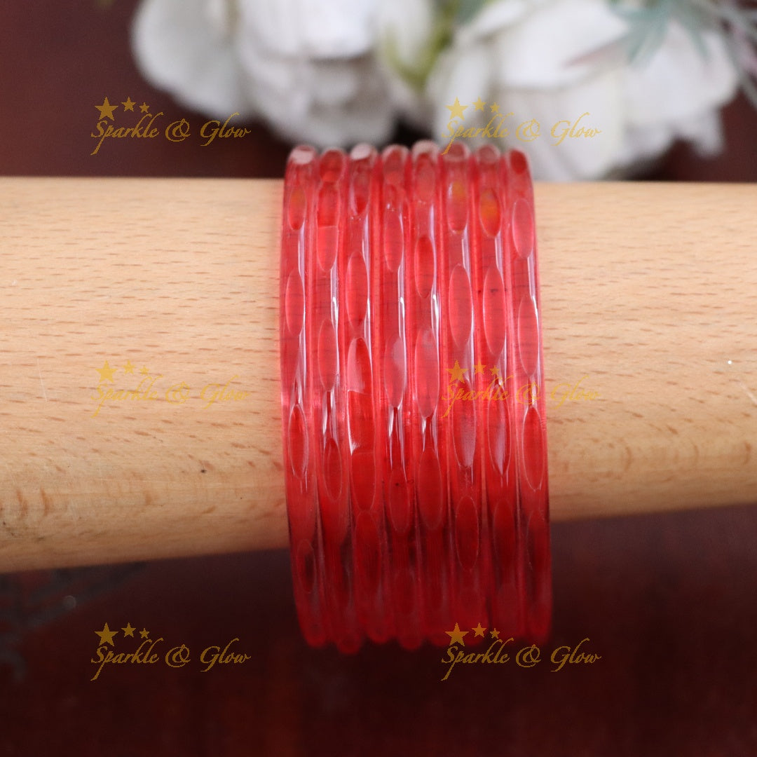 Exquisite Jelly Glass Bangles for Festive Charm-set of 8 bangles | Sparkle & Glow