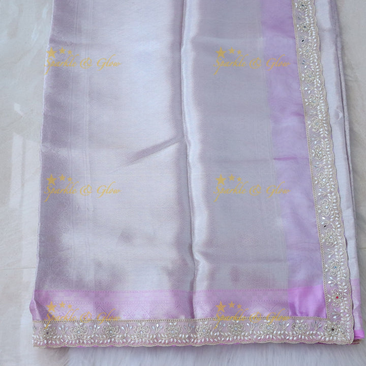 Elegant Lavender Festive Saree with Intricate Border