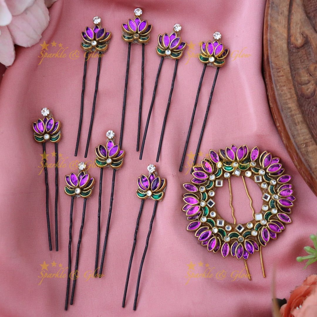 Exquisite Lotus Hair Pin Set for Bridal Elegance