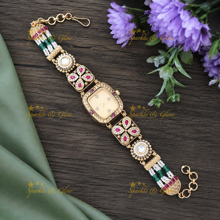 Gold Plated Festive Watch Bracelet - Sparkle & Glow
