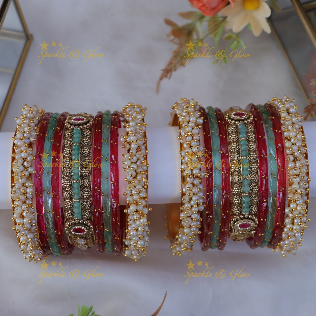 Exquisite Kundan Pearl Bangles - Perfect Bridal Accessory