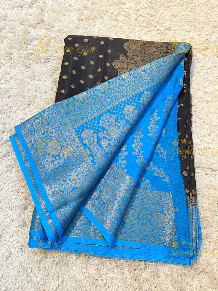 Elegant Banarasi Semi Katan Cotton Silk Saree with Tassels