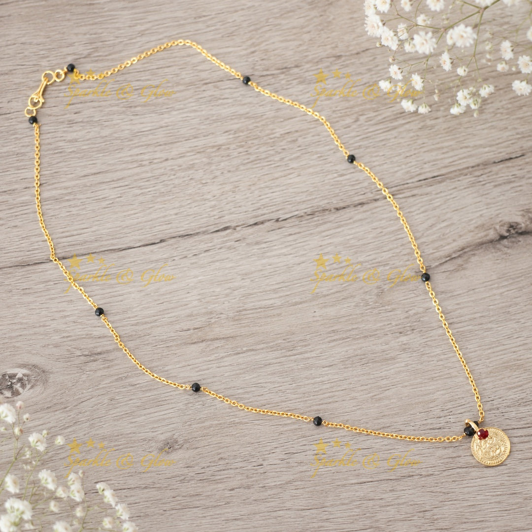 Elegant Gold-Plated Mangal Sutra Necklace Adds Charm