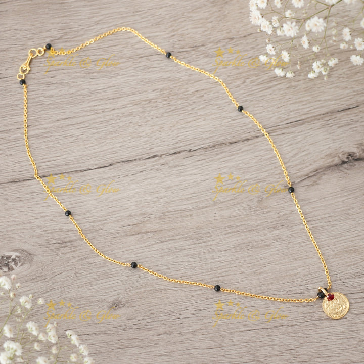 Elegant Gold-Plated Mangal Sutra Necklace Adds Charm