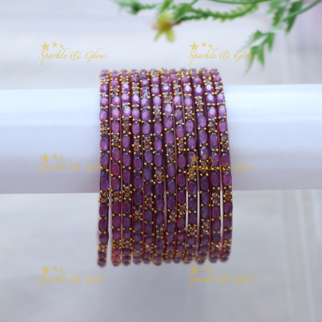 Exquisite White Glass Bangles with Gold Highlights