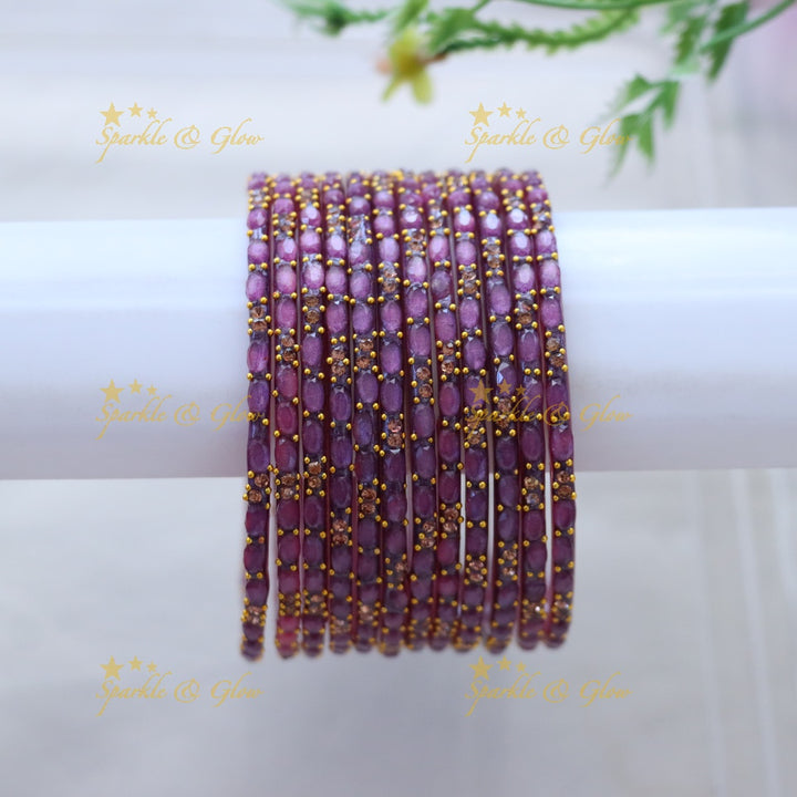 Exquisite White Glass Bangles with Gold Highlights