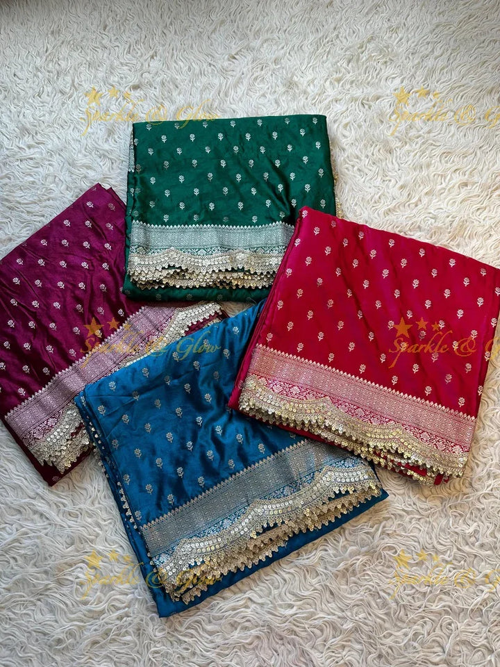 Premium Peacock Blue Mashru Silk Saree with Zari Border