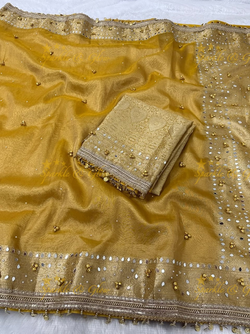 Elegant Banarasi Tissue Zari Saree - Glam Look