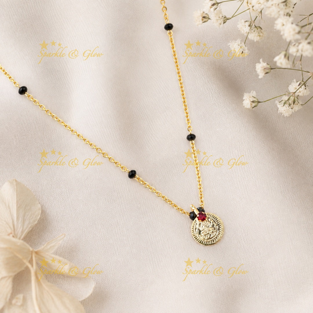 Elegant Gold-Plated Mangal Sutra Necklace Adds Charm