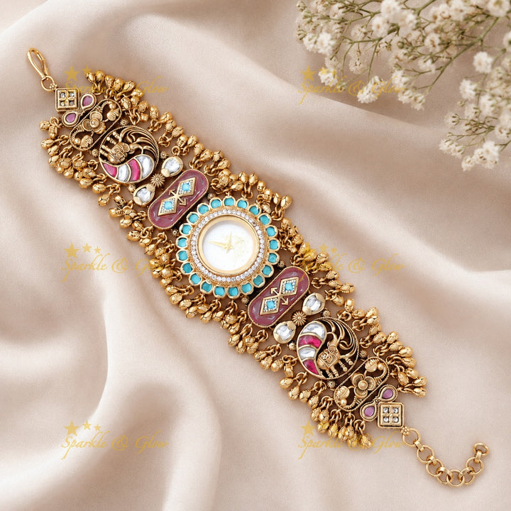 Kashmiri Gold Heritage Watch Bracelet | Elegant Design