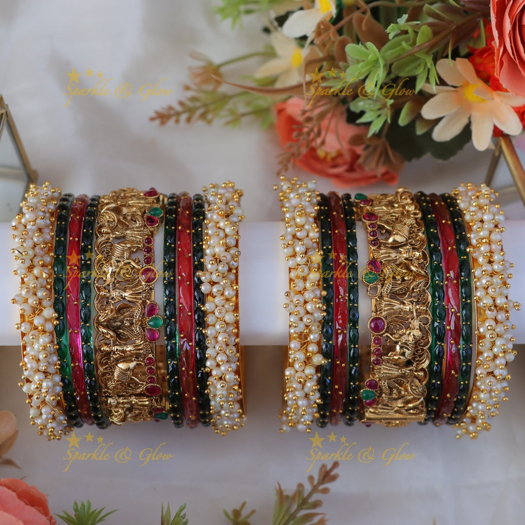 Exquisite Bridal Temple Bangles Set – Premium Quality