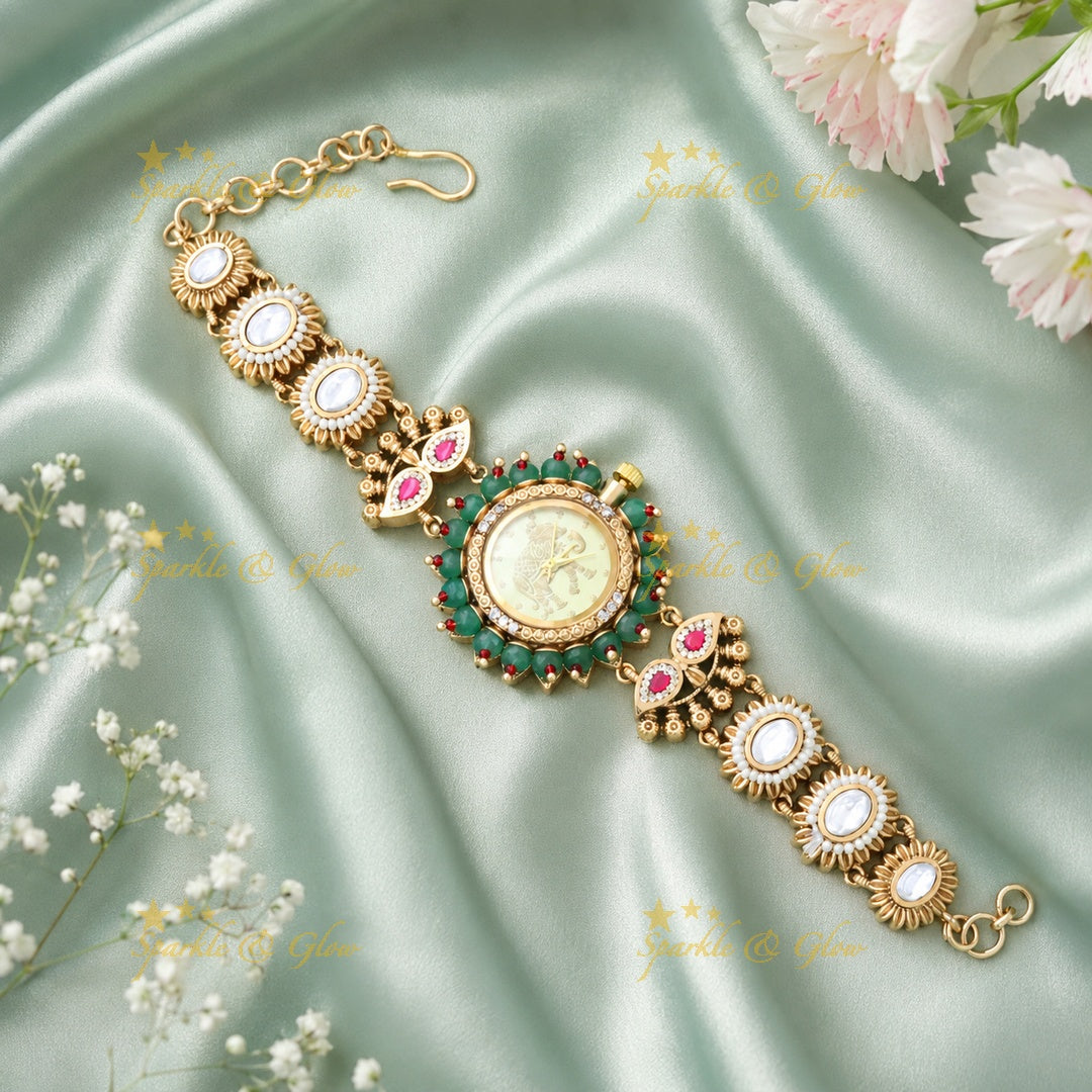 Exquisite Gold-Plated Bridal Watch Bracelet for Weddings