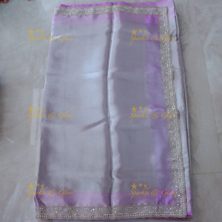 Elegant Lavender Festive Saree with Intricate Border
