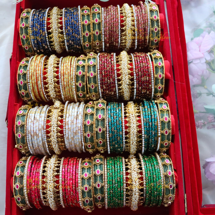 Elegant Mintgreen Kundan Bridal Bangle Set - Sparkle & Glow
