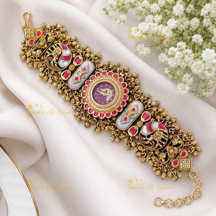 Kashmiri Gold Heritage Watch Bracelet | Elegant Design