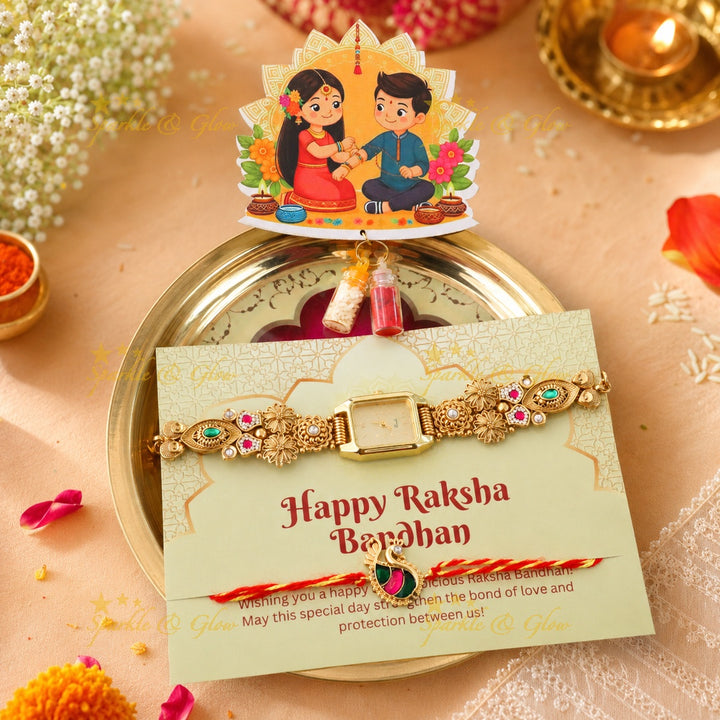 Elegant Rakhi Gift Hamper with Imitation Jewellery