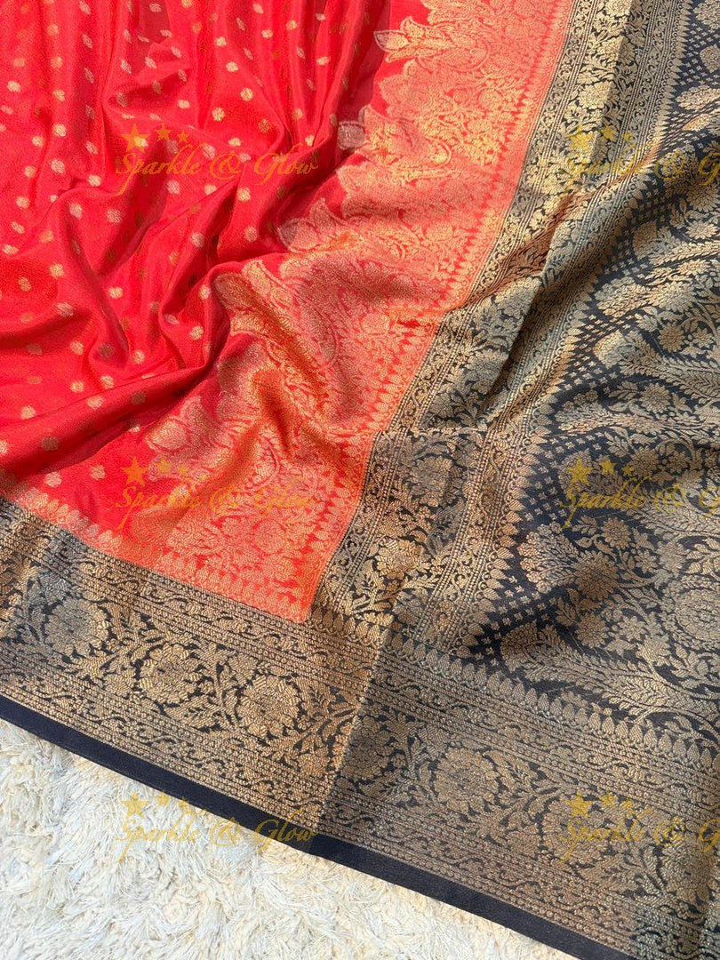 Elegant Banarasi Semi Katan Cotton Silk Saree with Tassels