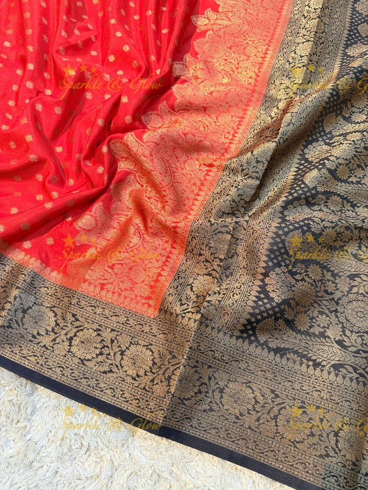 Elegant Banarasi Semi Katan Cotton Silk Saree with Tassels