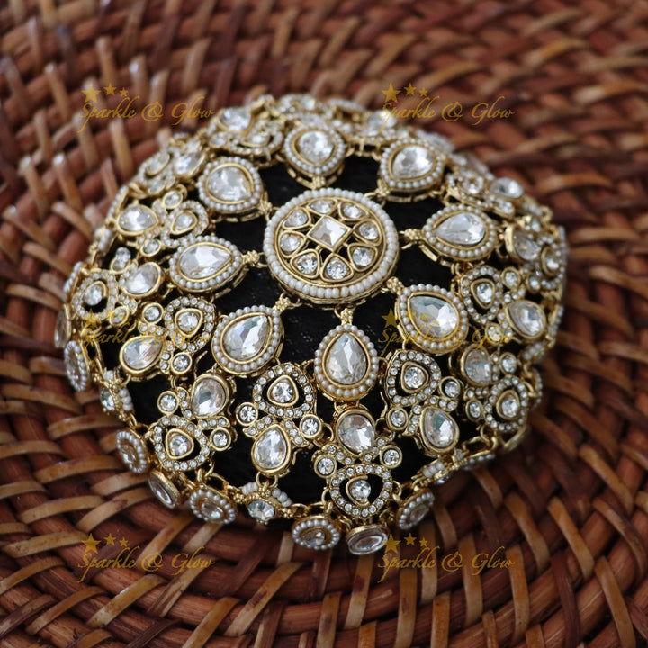 Exquisite Gold Beaded Hair Bun for Elegant Weddings