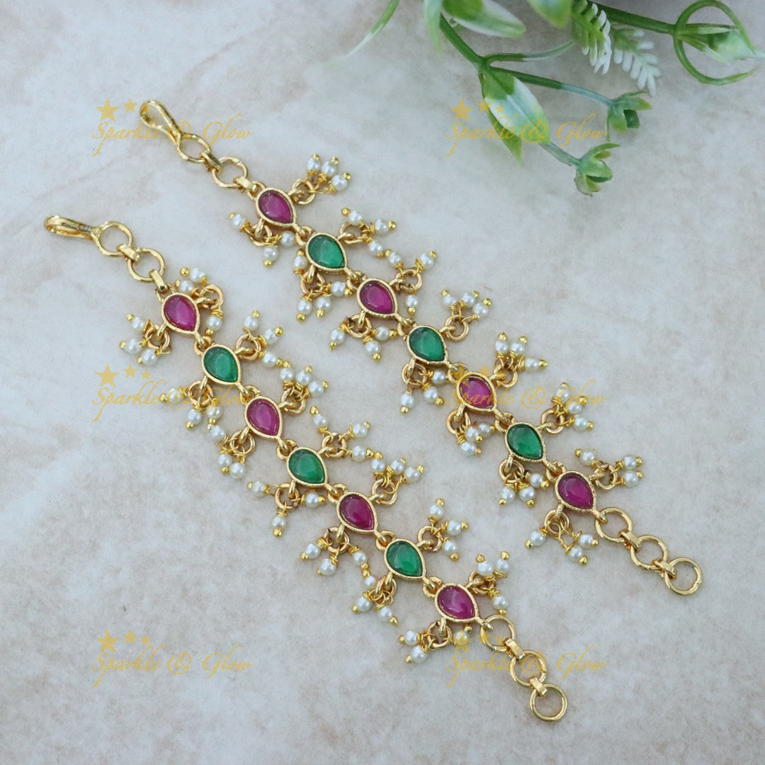 Gold-Plated Jadau Earchains | Festive Elegance