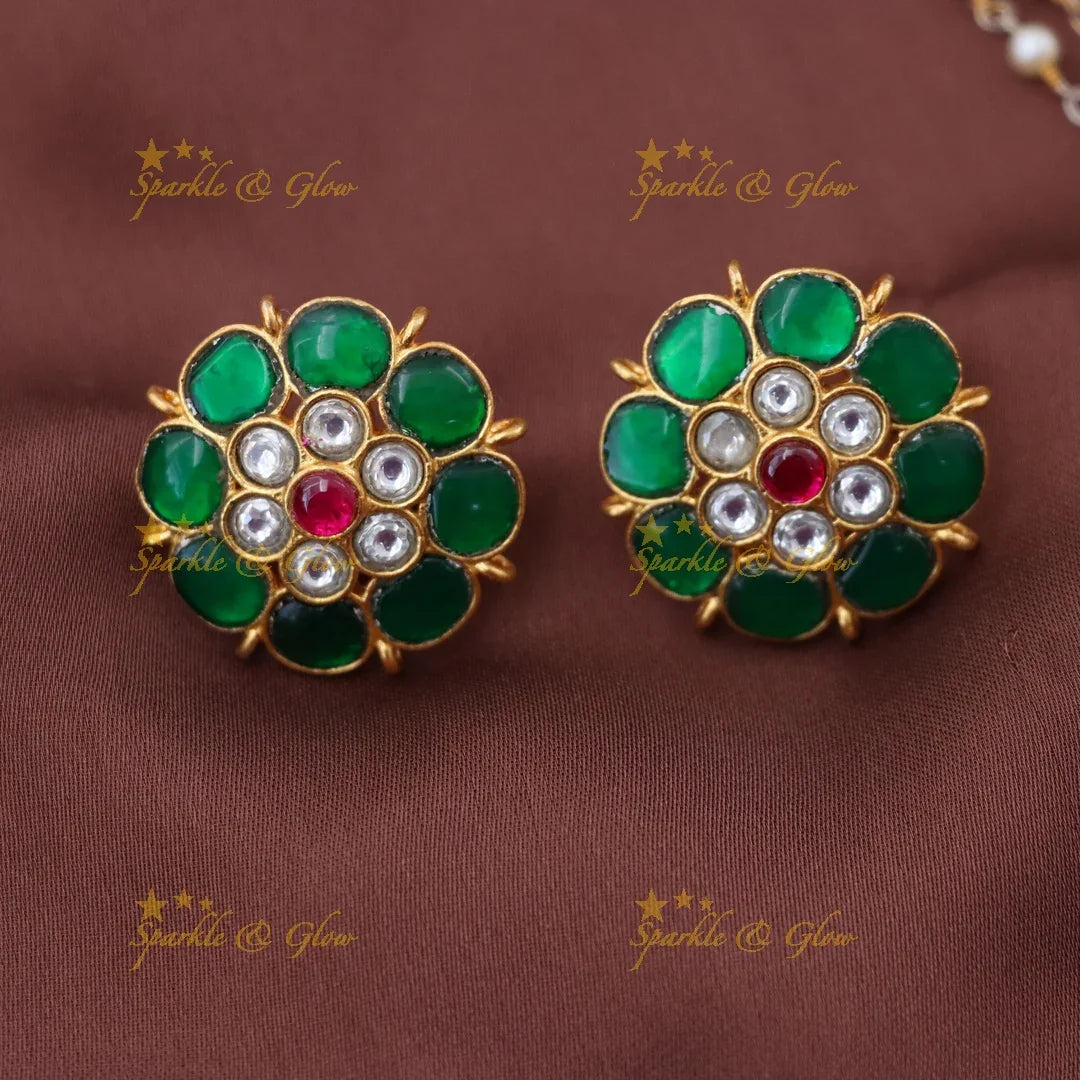 Gold Alike Floral Pearl Haram with Matching Studs