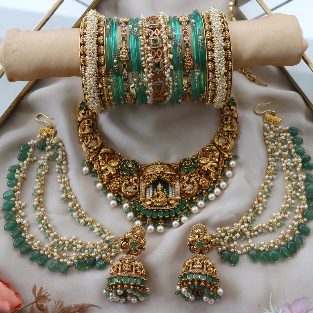 Exquisite Gold-Plated Temple Bridal Jewellery Set