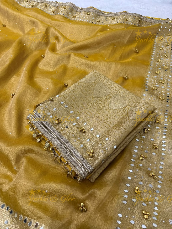 Elegant Banarasi Tissue Zari Saree - Glam Look
