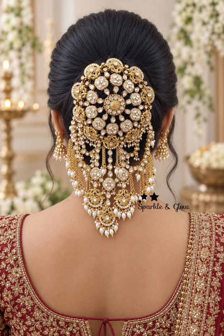 Elegant Gold Bun Accessory for Wedding Hairstyles