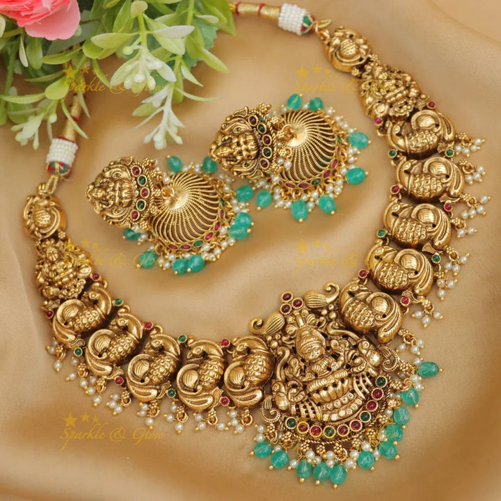 Exquisite Lakshmi Peacock Necklace for Festive Glamour