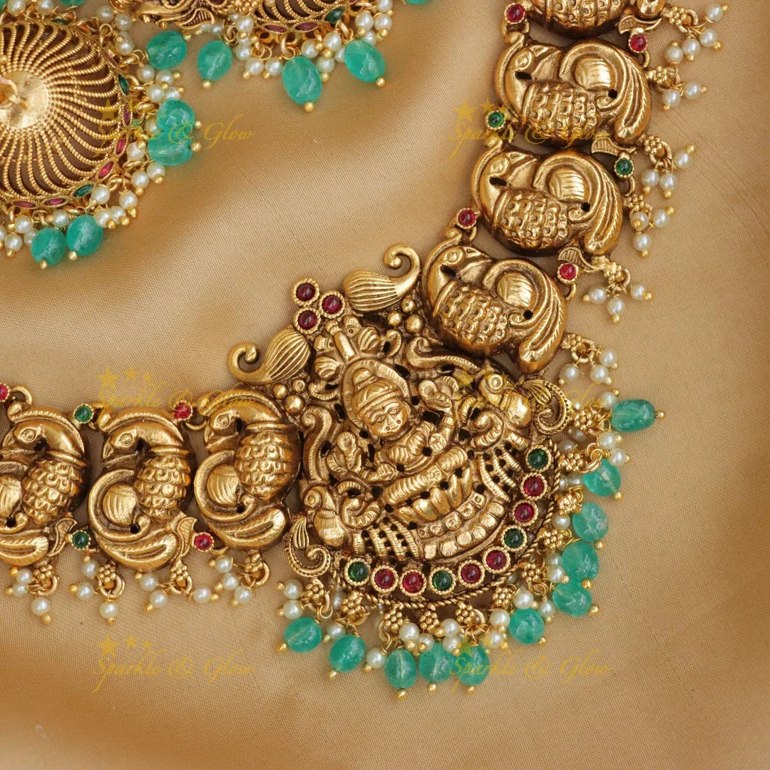 Exquisite Lakshmi Peacock Necklace for Festive Glamour