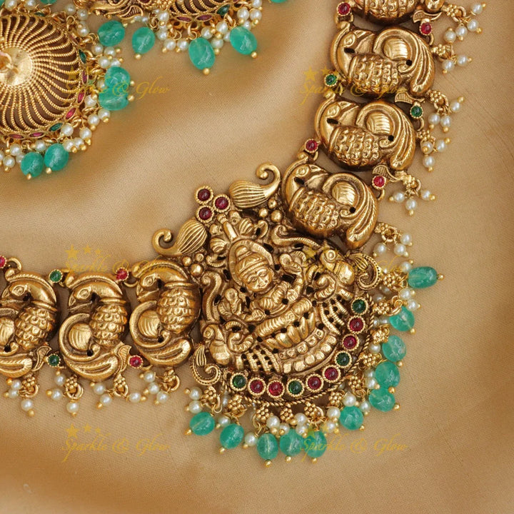 Exquisite Lakshmi Peacock Necklace for Festive Glamour