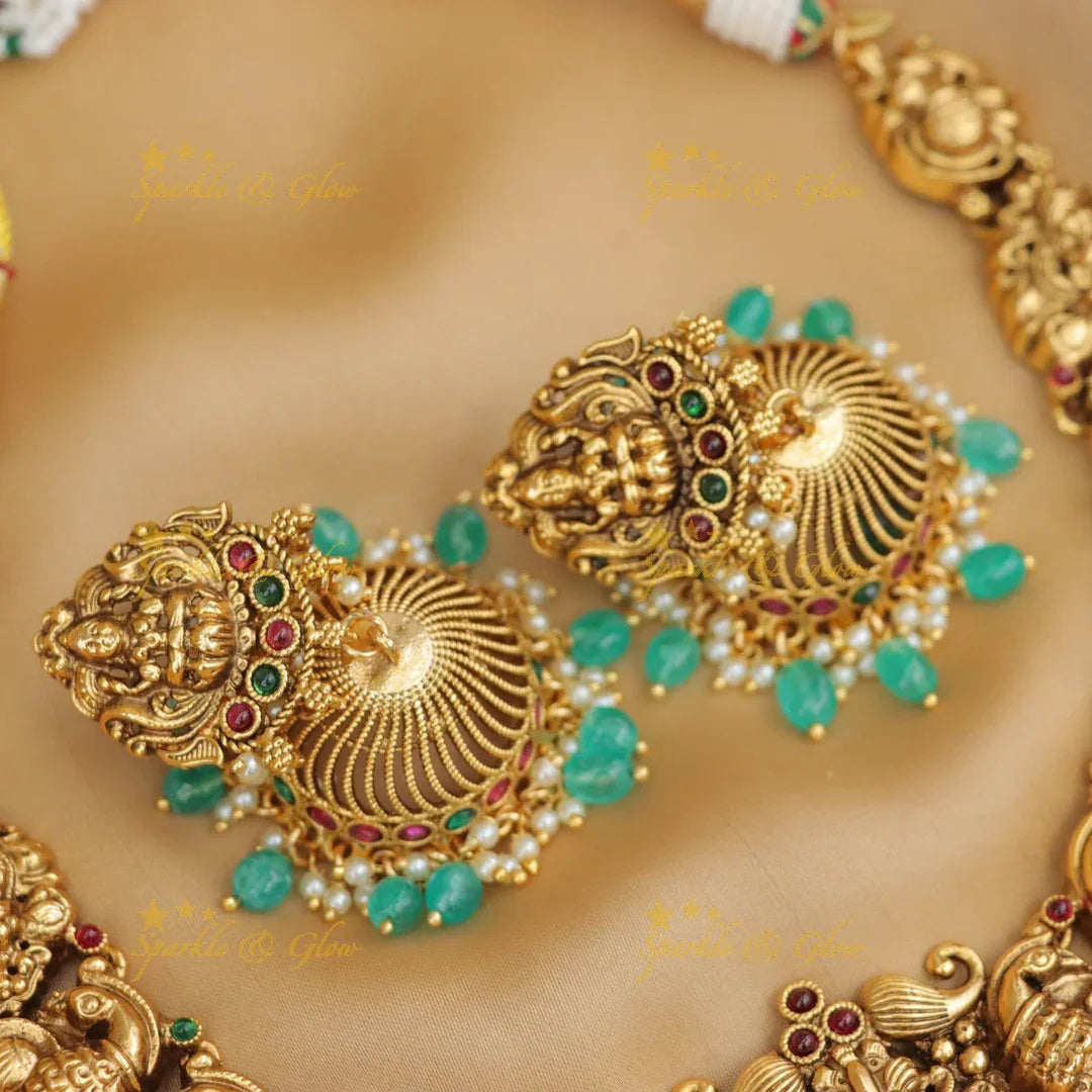 Exquisite Lakshmi Peacock Necklace for Festive Glamour