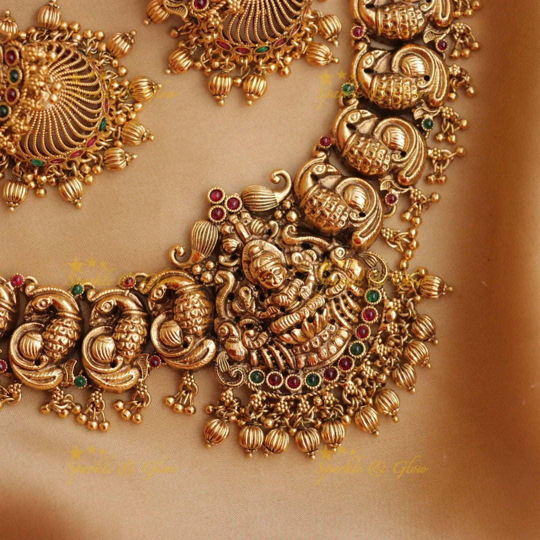 Exquisite Lakshmi Peacock Necklace for Festive Glamour