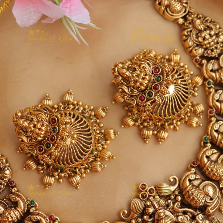 Exquisite Lakshmi Peacock Necklace for Festive Glamour