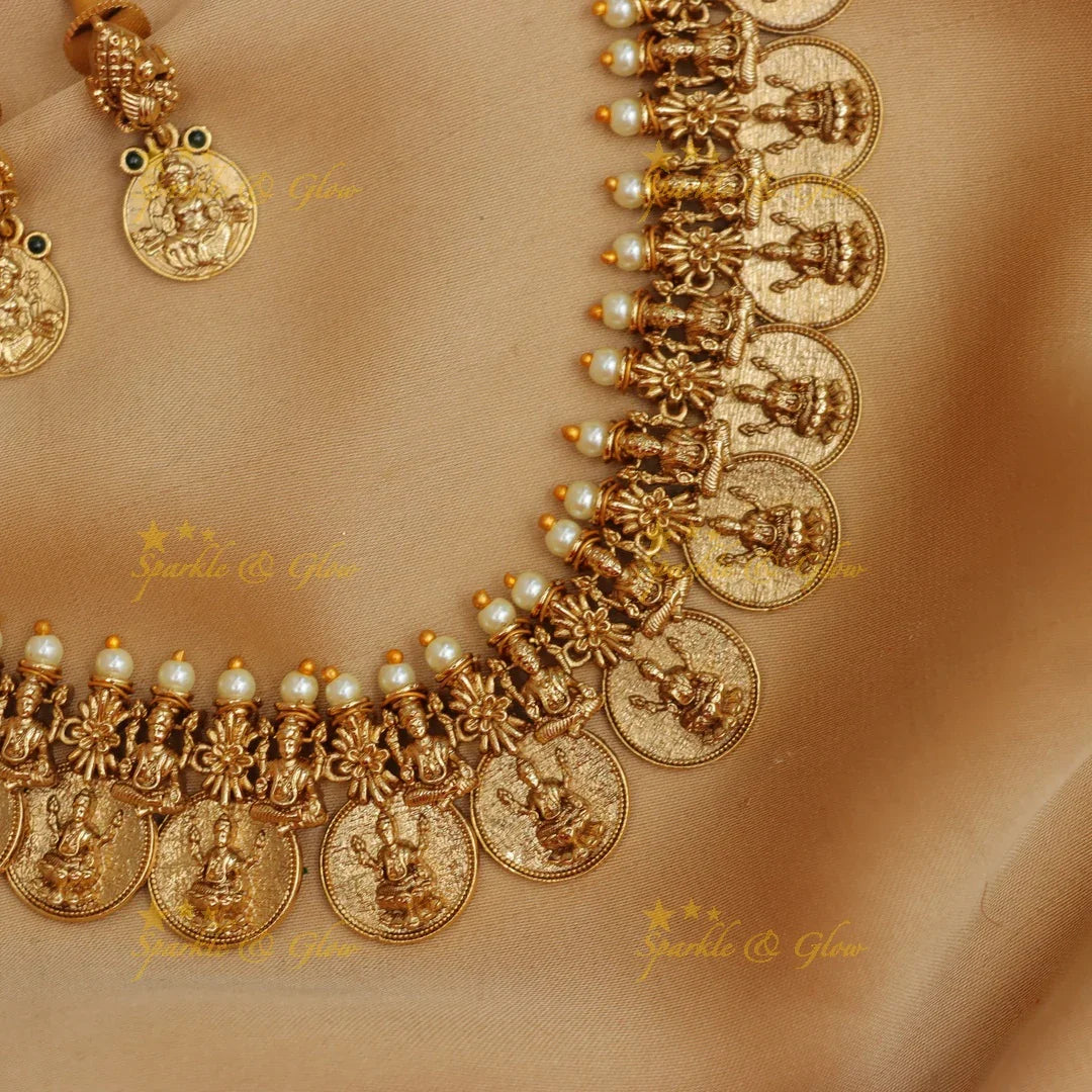 Luxurious Pearl Lakshmi Coin Necklace - New Collection
