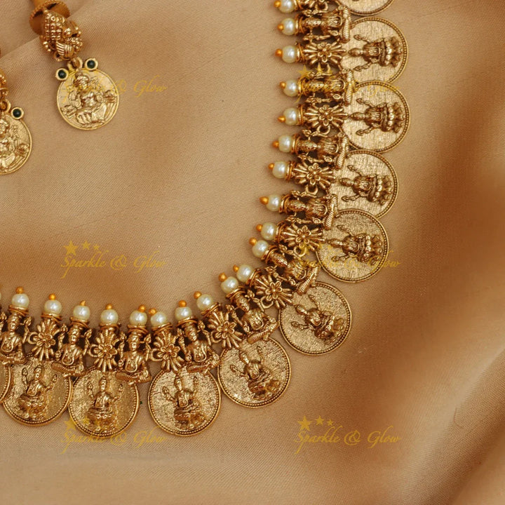 Luxurious Pearl Lakshmi Coin Necklace - New Collection
