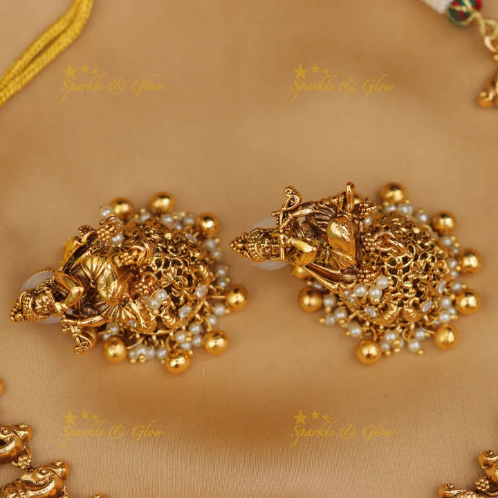 Exquisite Peacock Krishna Pearl Gold Necklace