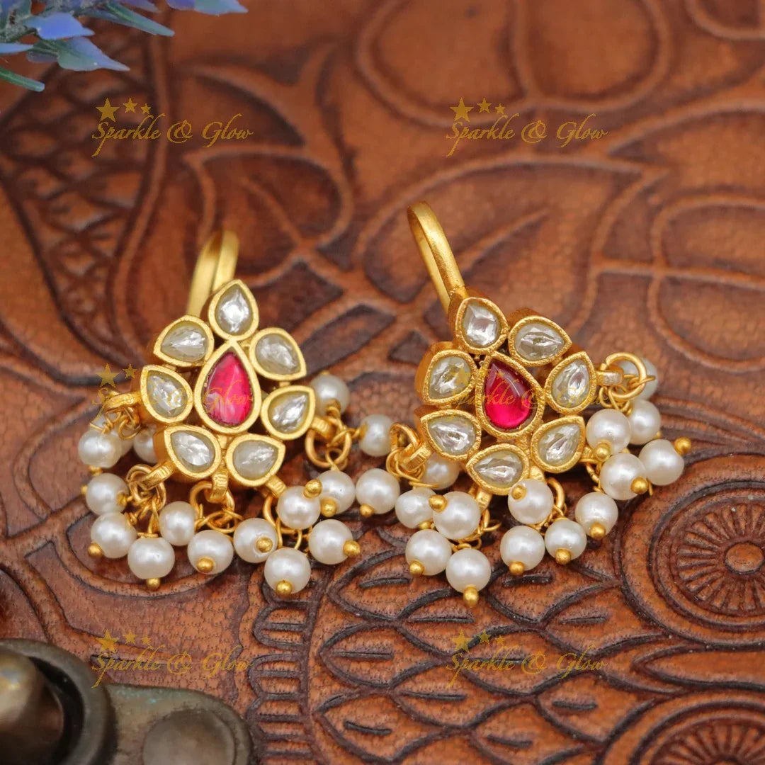 Exquisite Jadau Bugadi Earrings with Pearls - New Arrival