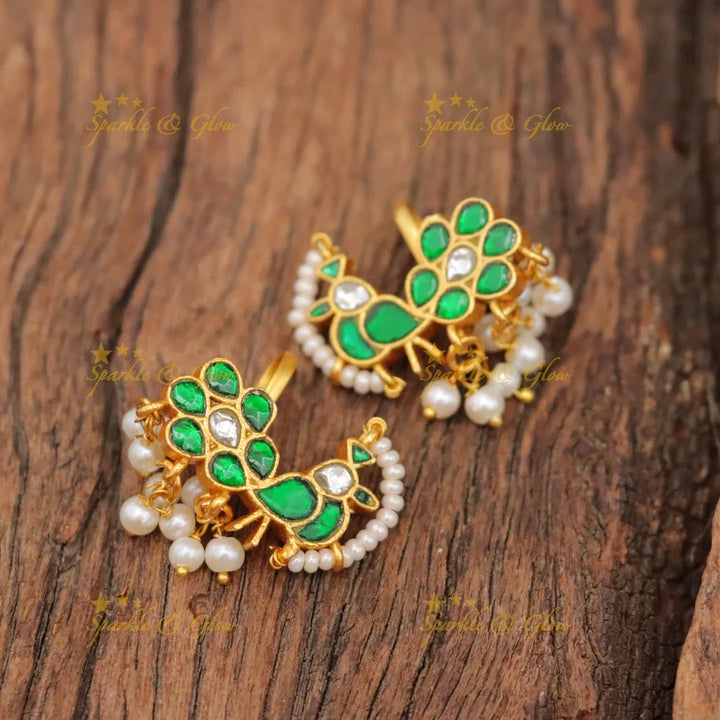 Exquisite Jadau Kundan Peacock Earrings - Sparkle & Glow