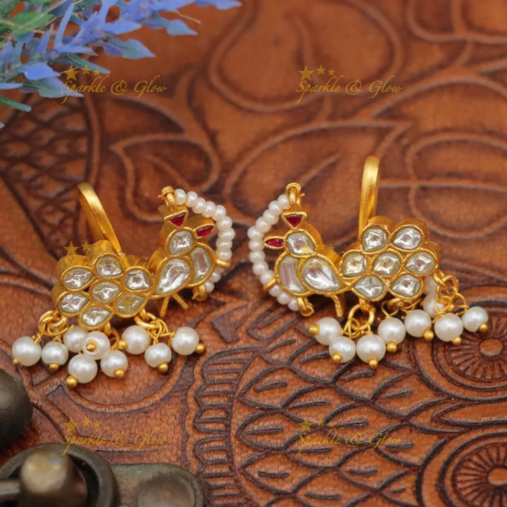 Exquisite Jadau Kundan Peacock Earrings - Sparkle & Glow
