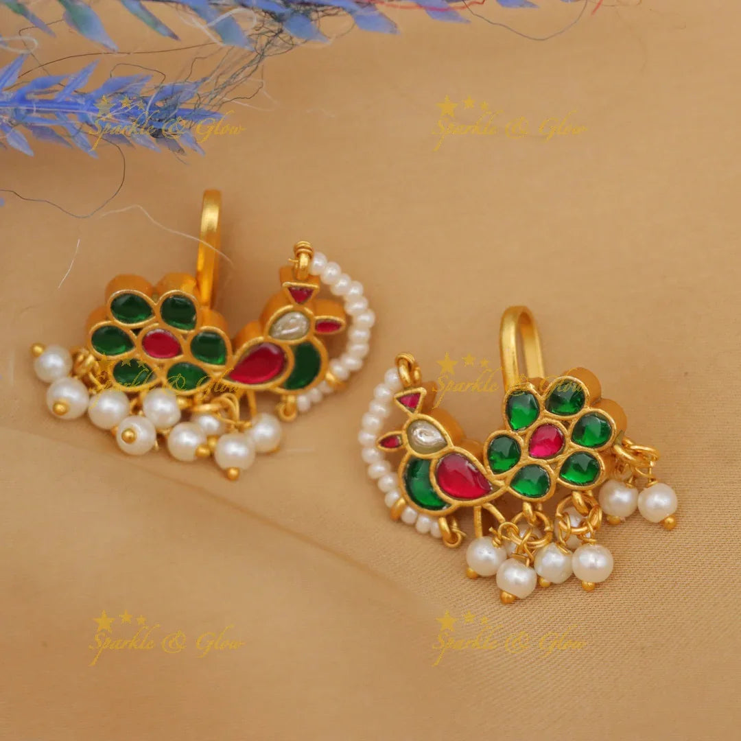 Exquisite Jadau Kundan Peacock Earrings - Sparkle & Glow
