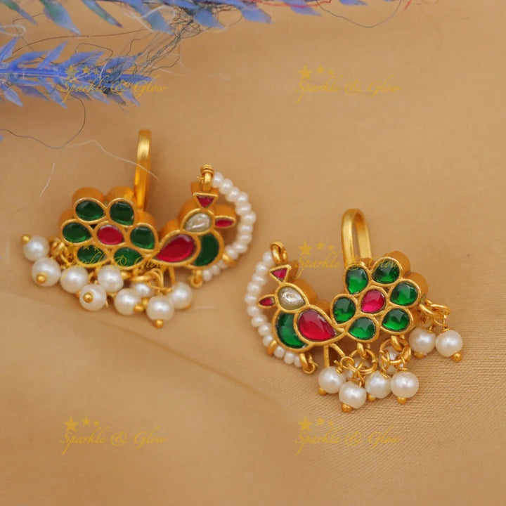 Exquisite Jadau Kundan Peacock Earrings - Sparkle & Glow