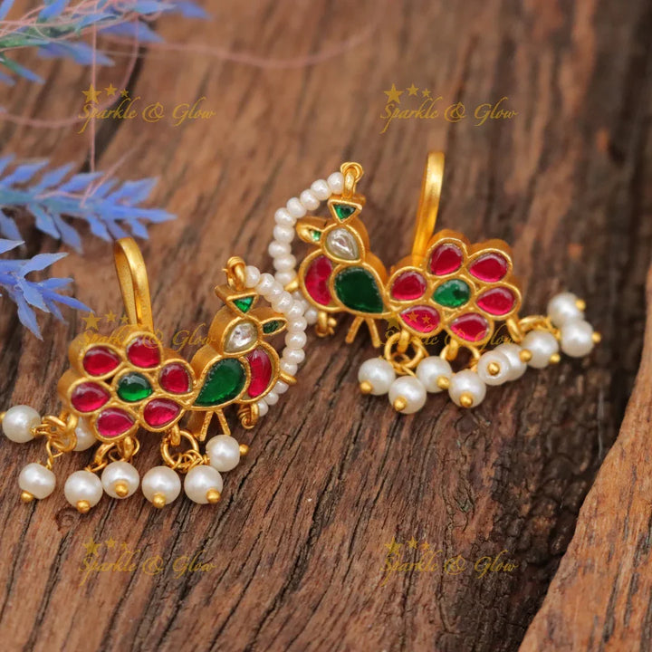 Exquisite Jadau Kundan Peacock Earrings - Sparkle & Glow